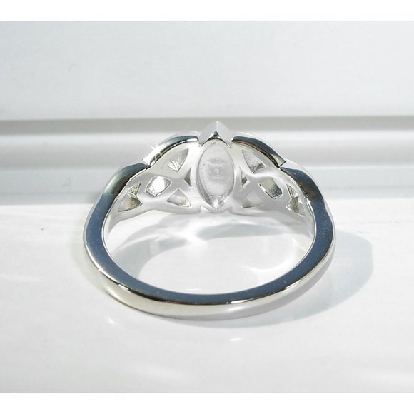 925 STERLING SILVER Celtic Synthetic Onyx Marquise Shape Bezel Set - Picture 8 of 15